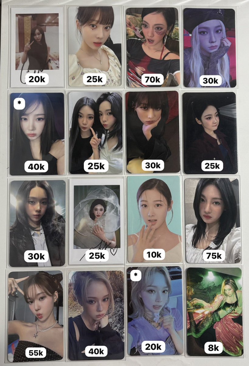 want to sell - aab aespa [help rt!]

🏠 jaktim, ina 

→ first pay fist get
→ * = slight
→ can each ✔️
 → prio splitpay
→ keep w/ dp
→ exc adm 15% + 1.250 (co 🍊) 
→ not for sensitive / hnr / wasting time buyer

t. wts photocard aespa karina winter giselle ningning