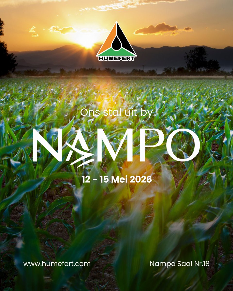 humefert's tweet photo. Kyk uit vir Humefert in die Nampo Saal, Nr. 18.
Koop jou kaartjies hier: https://t.co/DmSzk1Q8rd

Visit Humefert at NAMPO 2026! (Nampo Hall, No. 18)
Buy your tickets here: https://t.co/DmSzk1Q8rd

#NAMPO2026 #Humefert #AdvancedSoilBiology https://t.co/4LVg6X4HFP
