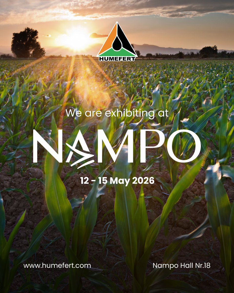 humefert's tweet photo. Kyk uit vir Humefert in die Nampo Saal, Nr. 18.
Koop jou kaartjies hier: https://t.co/DmSzk1Q8rd

Visit Humefert at NAMPO 2026! (Nampo Hall, No. 18)
Buy your tickets here: https://t.co/DmSzk1Q8rd

#NAMPO2026 #Humefert #AdvancedSoilBiology https://t.co/4LVg6X4HFP