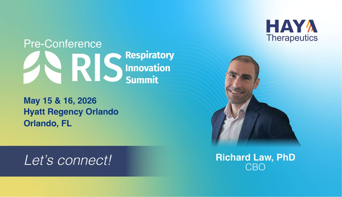 HAYA_lncRNA's tweet photo. #HAYA is heading to the #RIS2026!

Connect with our #CBO, @drrichjlaw  to learn about our #Pulmonary programs focused on advancing #FirstInClass solutions for the #Treatment of #IPF by leveraging #noncodingRNAs.🫁🧬

If you attending, let’s connect!🤝 https://t.co/Bl7ngZ6DyY