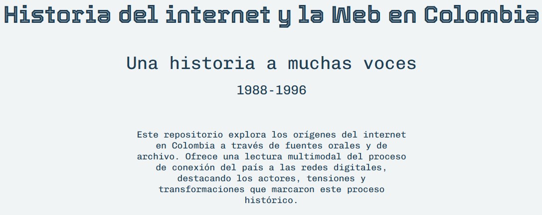 LACLIproject's tweet photo. Enhorabuena al proyecto: "Historia del internet y la Web en Colombia", ganador de los #DH Awards al mejor dataset 2025. Explora los orígenes del internet en Colombia con fuentes orales y de archivo. https://t.co/wjZ7pK5aTo #LACLIresources #97 https://t.co/jCHIdHhxCk