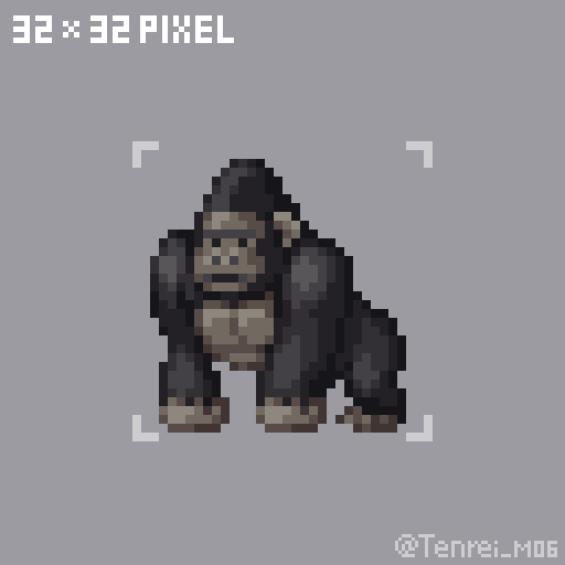 TODAY-32Pixel「ゴリラ」#dotpict #毎日ドット絵