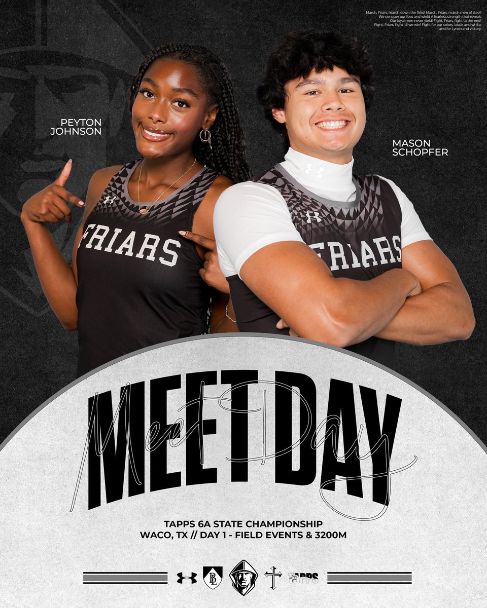 blathletics's tweet photo. ‼️WAKE UP, IT'S GO TIME‼️ 

🆚 TAPPS 6A State Meet
👟 Field Events &amp; 3200M
⌚ 8:30 a.m. CT
🏟️ Robinson High School
🔗 https://t.co/tK0QaUkhX7

#𝐆𝐨𝐅𝐫𝐢𝐚𝐫𝐬 https://t.co/naWoPn7pSl