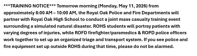 Royal Oak Police Department tweet media