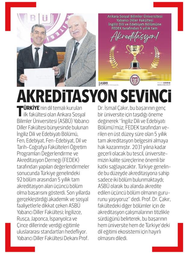 ASBUedu's tweet photo. #BasındaASBÜ

Türkiye’nin dil temalı kurulan ilk fakültesi olan @asbu_ydf bünyesinde bulunan İngiliz Dili ve Edebiyatı Bölümü, Fen, Edebiyat, Fen-Edebiyat, Dil ve Tarih-Coğrafya Fakülteleri Öğretim Programları Değerlendirme ve Akreditasyon Derneği (FEDEK) tarafından yapılan 👇
1/ https://t.co/cBGveqrpWZ