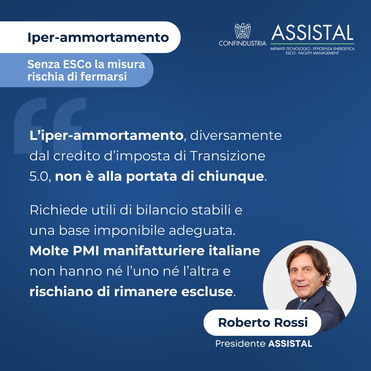 assistal's tweet photo. 📌 Decreto attuativo del nuovo iper-ammortamento 2026-2028 | #ASSISTAL chiede al @mimit_gov un intervento correttivo: riconoscere alle ESCo il diritto di beneficiare della nuova agevolazione fiscale. 

🔍 Maggiori info: https://t.co/neJjJD2ahi https://t.co/Qz4ihftA8Q