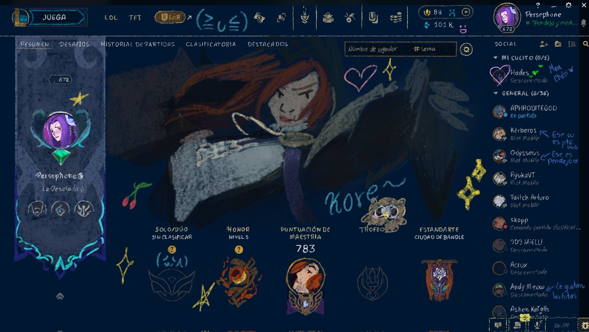KoreUnderowl's tweet photo. I drew my League of Legends profile with AI (Anxiety Included). Obviously I drew it by hand myself lol, but it was really fun. 🦉✨

#leagueoflegends https://t.co/M0CrLDQfmf