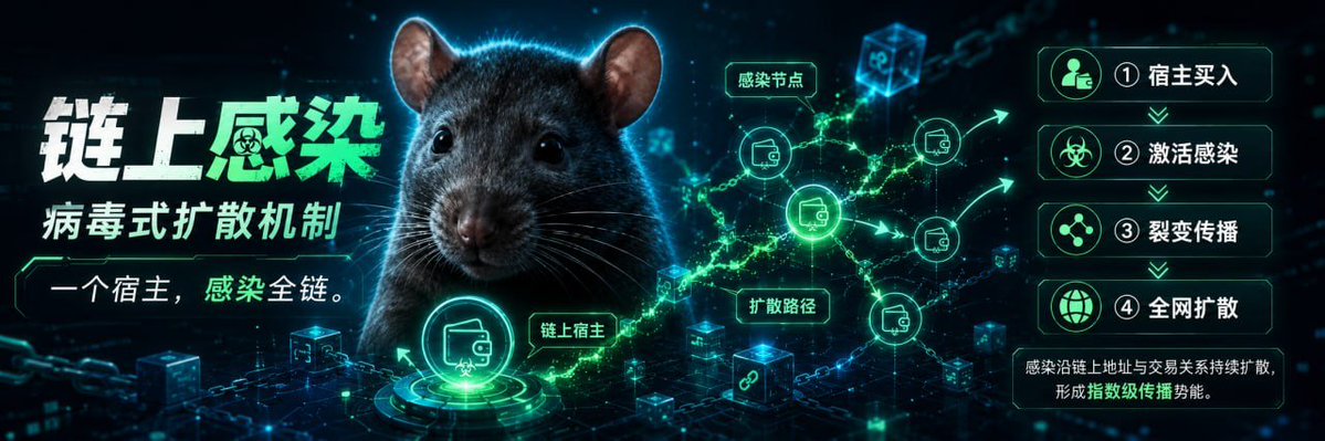 上了点这个，机制挺符Hantavirus

一直感染一直持有，一直猛

合约全自动执行，100%税收用于分裂地址，每天500万地址，Hantavirus快速传播。

0xccba7a0fbae70cb435f31ff4ac263af2fcd37777