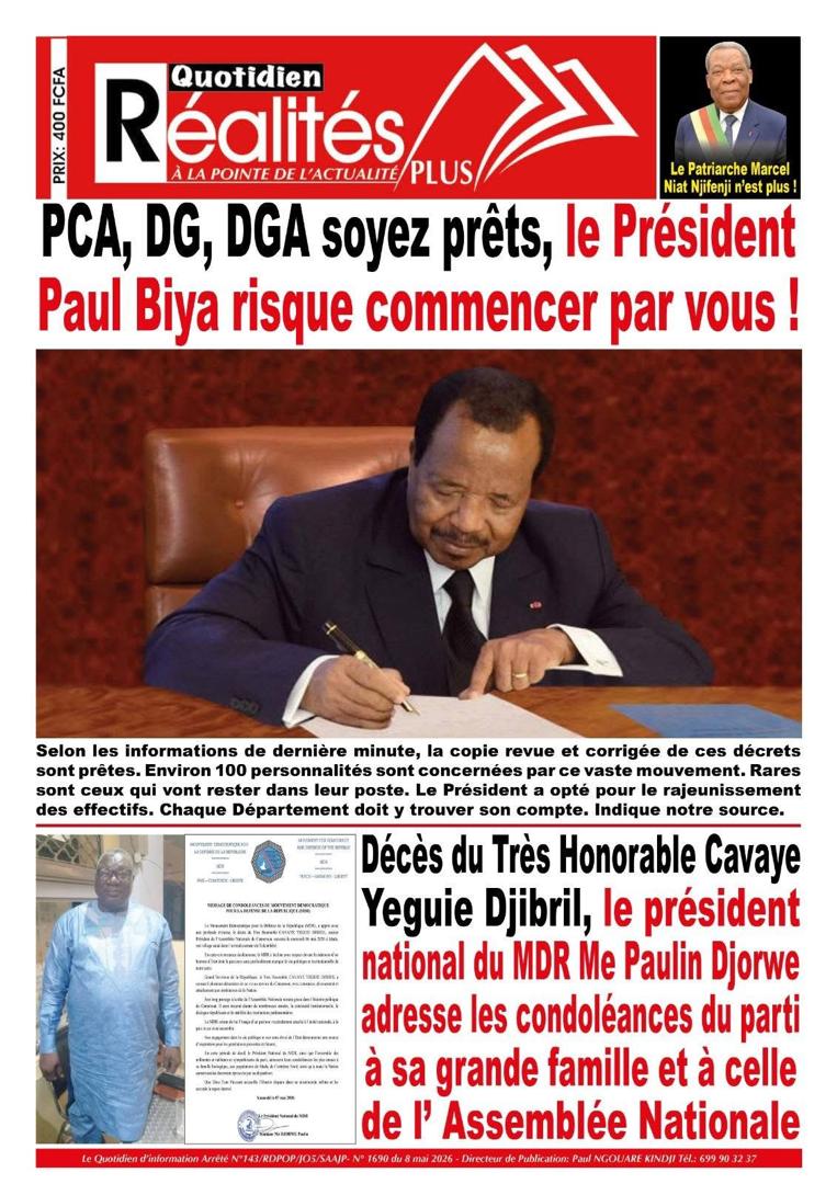 TeleAsuOfficiel's tweet photo. 🗞️ 📰 Sujets variés à la Une de ce vendredi 8 mai 2026

https://t.co/74doFLVKHY

#TeleAsu #Presscmr
……………
📳 Télé’Asu [+237 677550981]