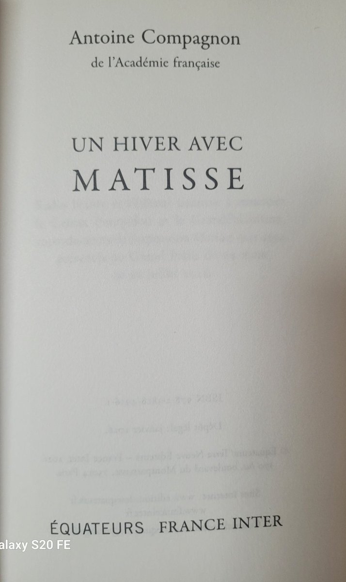 DimitriEgloff's tweet photo. Lecture aujourd'hui de cet ouvrage d'Antoine Compagnon sur l'œuvre de Matisse, paru aux éditions @Equateurs. Il parle dans cet opus des œuvres du peintre qui l'ont touché. En route pour un voyage passionnant dans l'univers de Matisse ... https://t.co/fUpptKQnfT