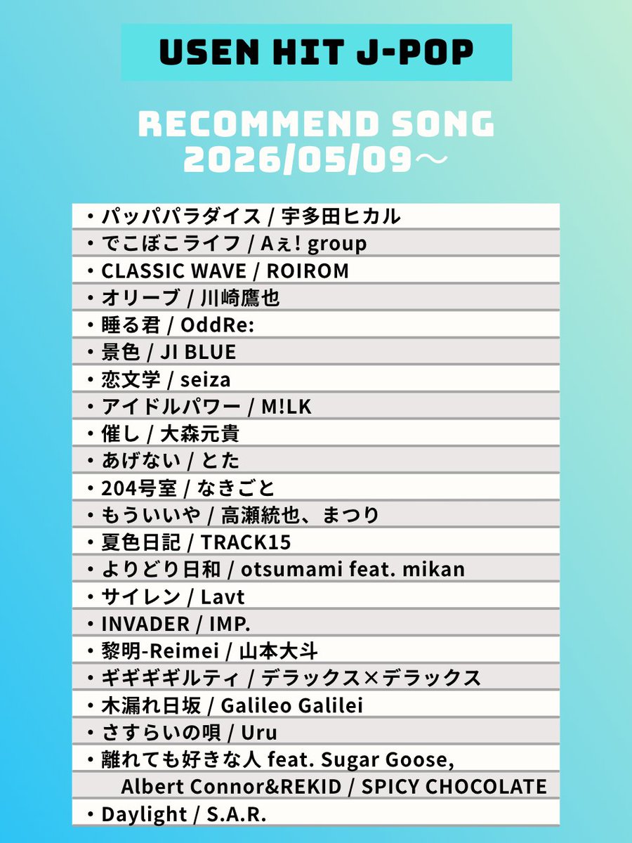 USEN HITS!(有線放送) tweet media