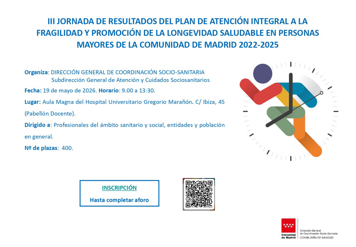 amade_mad's tweet photo. 📌Hoy en #AMADE recomendamos:
✨III Jornada de Resultados del Plan de Atención Integral a la Fragilidad y Promoción de la Longevidad Saludable en Personas Mayores de la @ComunidadMadrid 2022-2025 ✨
🗓️19 de mayo
🏥Hospital Universitario Gregorio Marañón
#SomosAMADE https://t.co/BmuAn0h6zQ