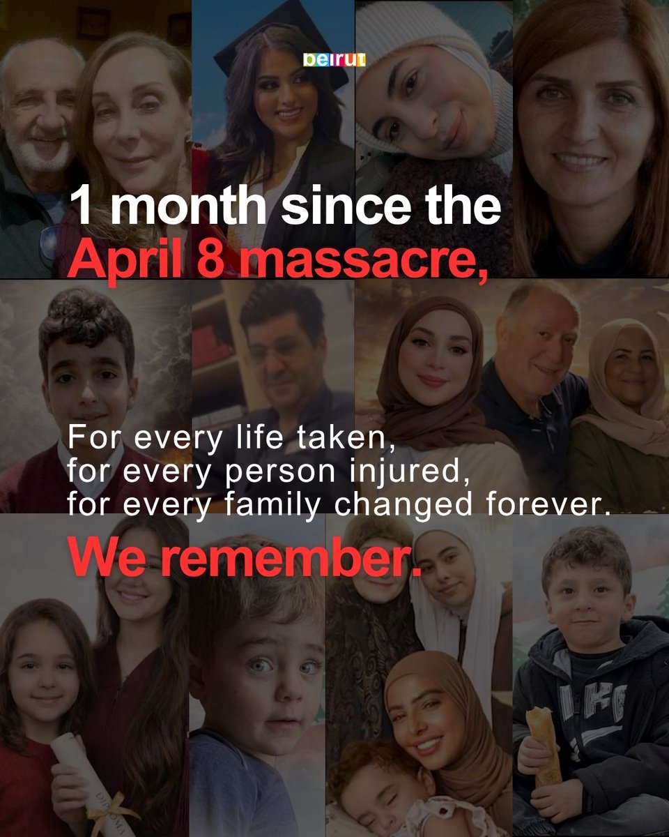 BeirutCityGuide's tweet photo. 🇱🇧 One month since the Black Wednesday massacre where enemy airstrikes slaughtered 357 people in 10 minutes. Today, we remember the victims of this horrific attack and pray they rest in peace ❤️‍🩹 https://t.co/I0DeJjBLtM