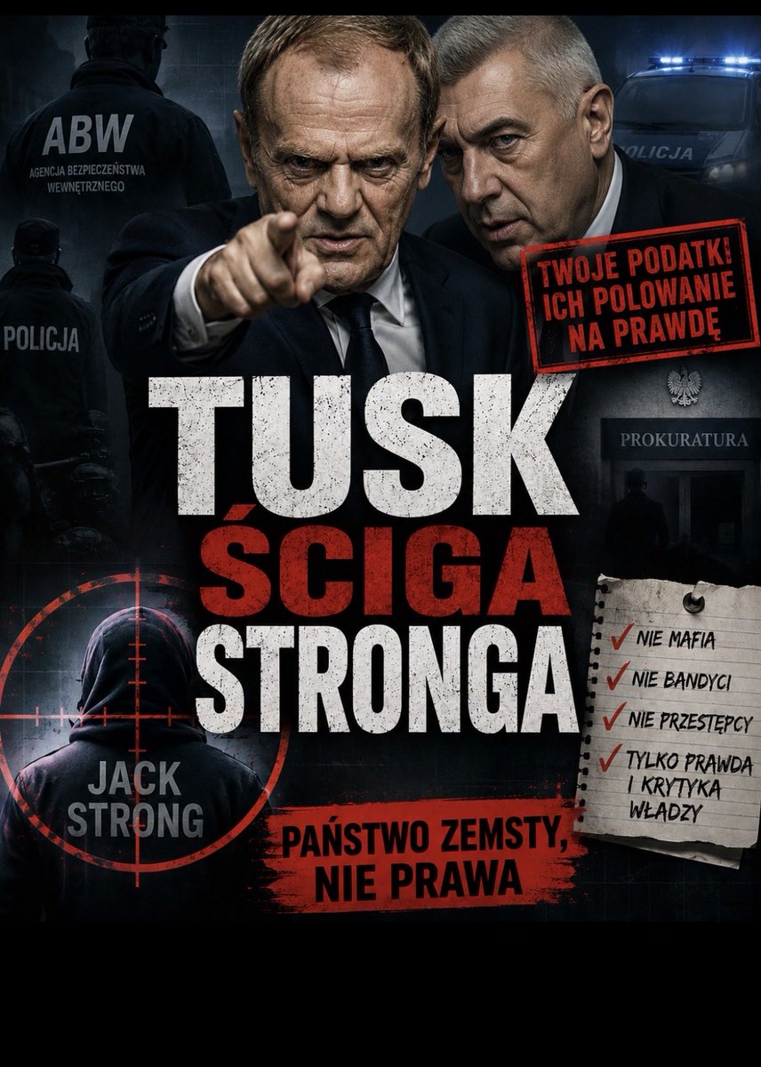 Nasz News: Cały aparat państwa postawiony na nogi, żeby wytropić, kto stoi za kontem Jack Strong, które publikuje niewygodne dokumenty i informacje obciążające ekipę Tuska!
Na to idą Twoje podatki, obywatelu. Nie na walkę z mafią i przestępcami, tylko na polowanie na internautę,