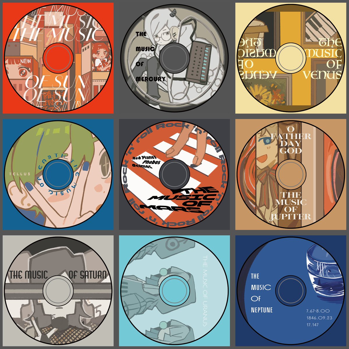 太陽系×音楽×擬人化

CD風イラスト