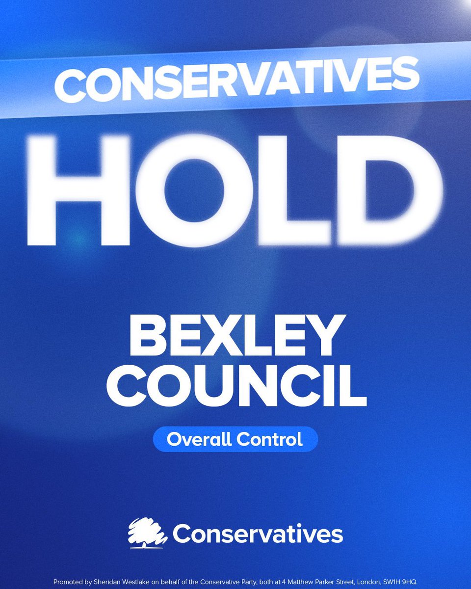 seledka_vodka's tweet photo. Bexley tells you everything you need to know about anyone claiming the @Conservatives is dead.

Reform threw the kitchen sink at it. @Nigel_Farage made Bexley his first campaign stop - a rally in Crayford - called it "where the real battle begins," and predicted they'd take the council. They fielded candidates in all 45 seats, the first third party to do so since the @LibDems in 1994. Fifty volunteers on the ground, targeted leafleting aimed at Brexit voters, a formal London campaign launch on 29th March that explicitly named Bexley as the target. Andrew Rosindell came to campaign there too.

The Conservatives held it.

Reform's national gains are real - 388 council seats across England at the time of writing - and they deserve acknowledgement. But those gains have nothing to do with campaigning strength or anyone endorsing the record of their existing councils. It's Brexit anger. Immigration anger. The same establishment resentment that has been driving protest votes since 2024, pulling working-class areas toward Reform just as it once pulled them toward Leave. Bexley is an outer London suburban borough that mirrors the Red Wall and Kent coastal areas where that anger runs deepest. Reform had no elected councillors there beforehand. It was their marquee target in London, and they failed to take it.

Conservatives won Westminster too, and outperformed the polls nationally. Someone described the results as watching the party sit up from the coffin. That is the right image - but the direction of travel is further than that.

This is a reincarnation back to authentic, true blue roots. @KemiBadenoch is cutting through as her profile grows and her renewal agenda takes hold inside the party. The road back from 2024 is long, and rebuilding voter trust will be hard. But a party that holds its flagship stronghold against a fully mobilised campaign from its main challenger is not a party in retreat.