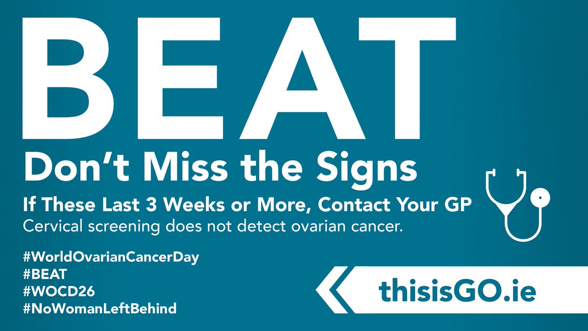 Cerviva's tweet photo. Today is #WorldOvarianCancerDay
Ovarian cancer symptoms can be vague. Know the signs
👇Trust your body. Early detection save lives. #WOCD26 #BEAT #WorldOvarianCancerDay #NoWomanLeftBehind https://t.co/0SuohpmirV