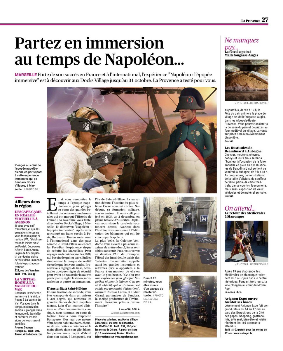 NNews47697's tweet photo. 🗞️Presse : La Provence - Marseille - Partez en immersion au temps de Napoléon...
📅8 mai 2026
#napoleon #marseille #realitevirtuelle #histoire #laprovence https://t.co/GnVf1Dx2P5