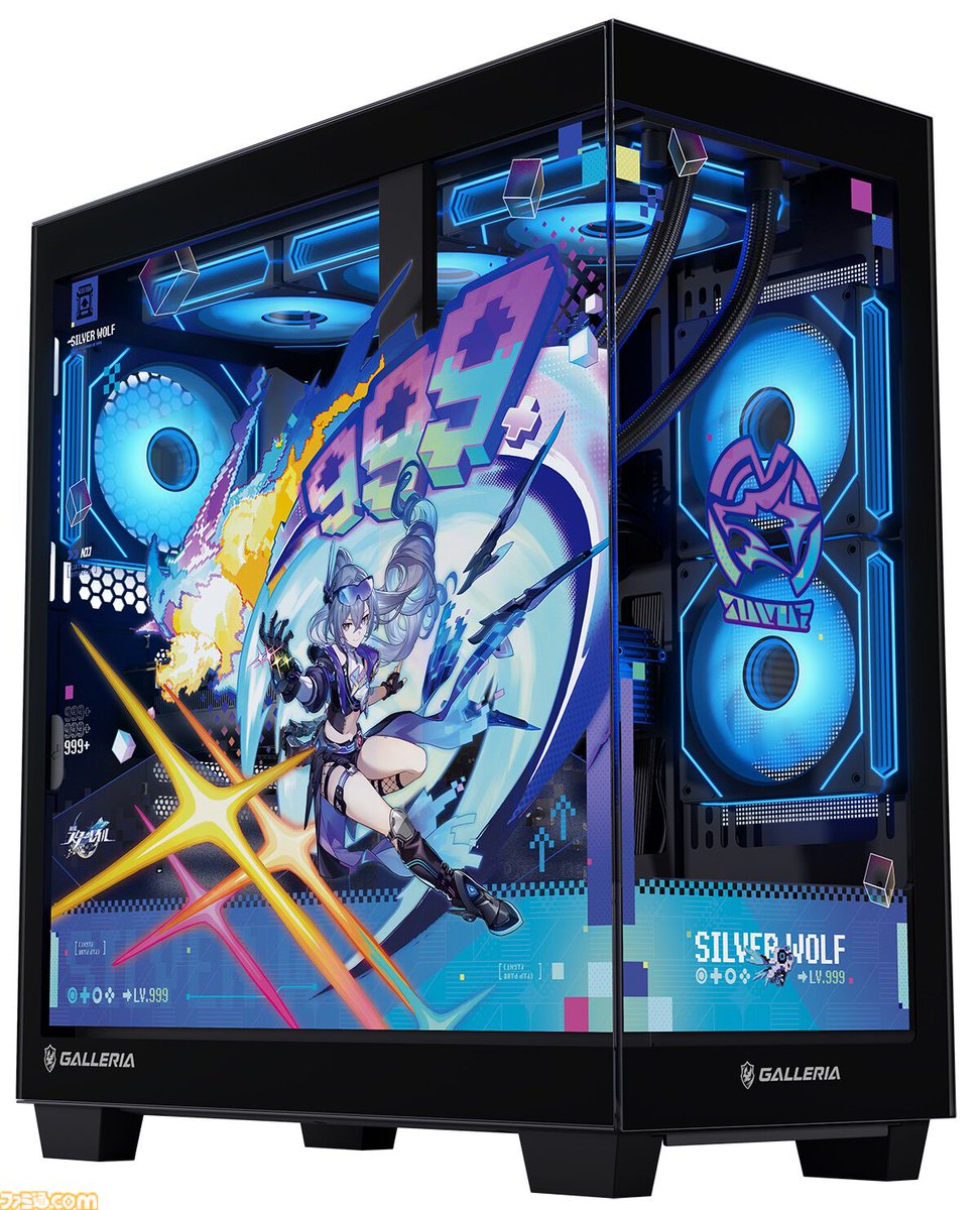 『崩壊：スターレイル』銀狼LV.999モデルのゲーミングPCがガレリアより発売
famitsu.com/article/202605…

限定デザインのケースに加え、コラボモデル限定の壁紙・マウスカーソルのほか、アクリルコントローラースタンド、ラバーケーブルバンド、キーキャップキーホルダーが同梱する。