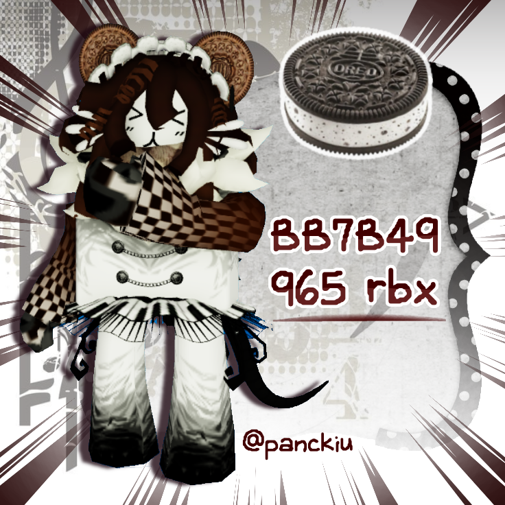 panckiu's tweet photo. oreo mouse ; milk &amp; cereals dog ; vanilla milkshake snail
#roblox #robloxart #outfits #furry https://t.co/mPQPV78g26