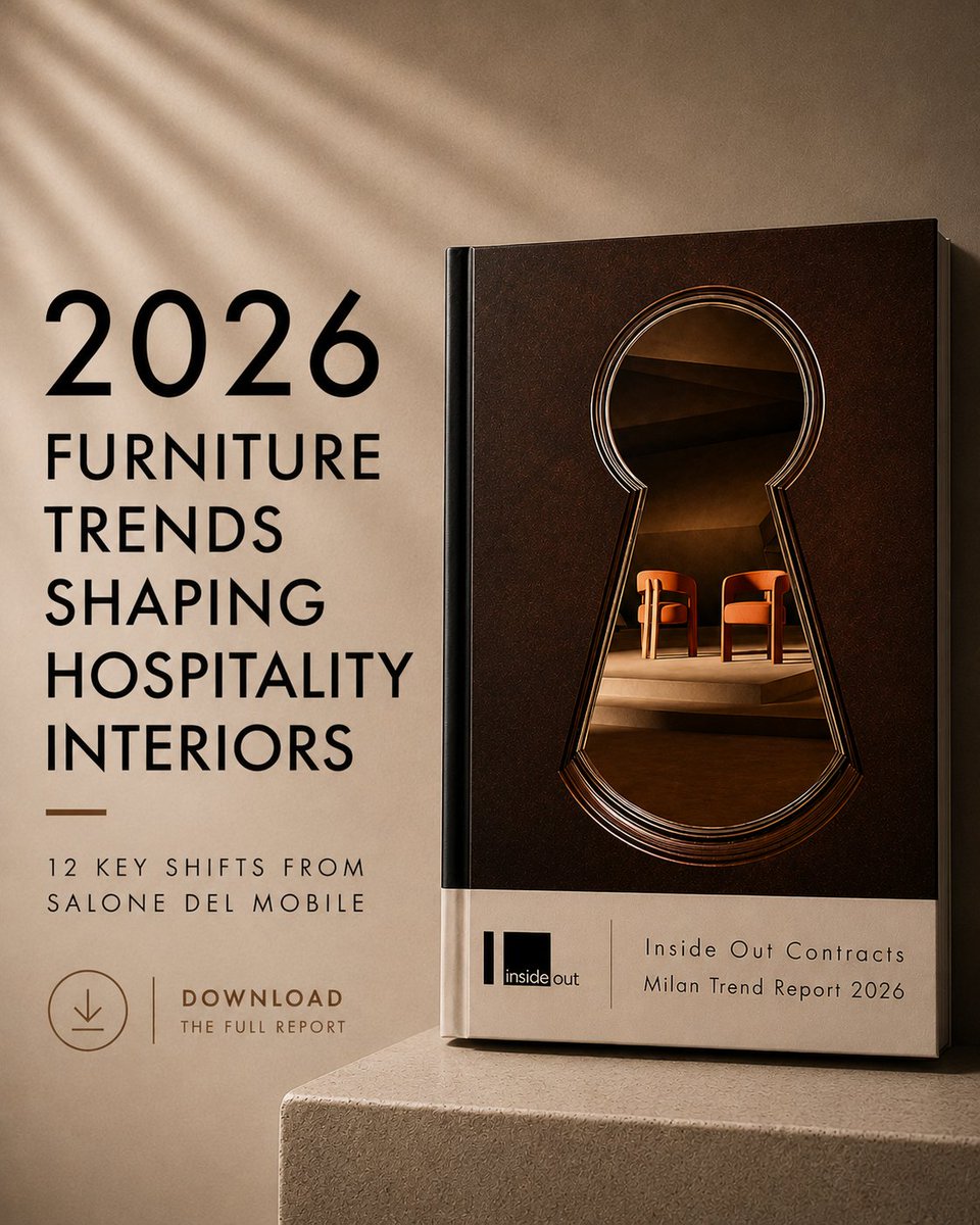InsideOutLtd's tweet photo. Salone del Mobile revealed a shift toward warmer, tactile, emotionally immersive hospitality spaces. Our 2026 Milan Trend Report explores the furniture, material, and interior trends shaping hospitality design next year. Download via the link - https://t.co/c0PiTFk6hl

#Design https://t.co/jf4IeNCx3f