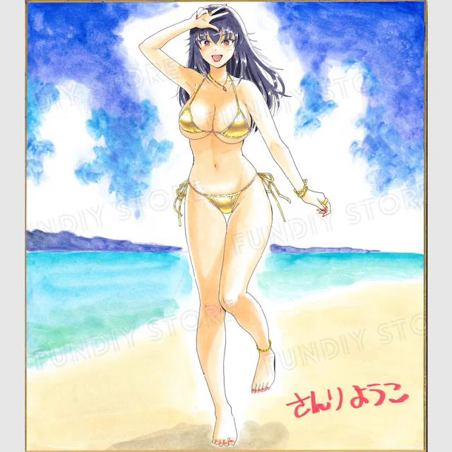 なんか突然宮野の金ビキニが描きたくなって…清純な子が布面積小さいハデなビキニ着てるのっていいですよね… くれなも描きました ほぼ同じ構図だけど実はけっこう頭身もプロポーションもちがうのです