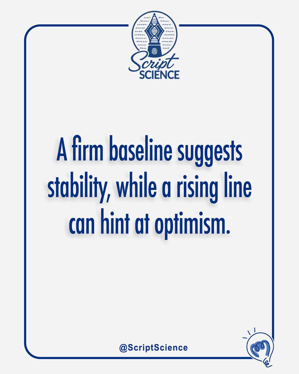 ScriptScience's tweet photo. If your writing maintains a firm, steady baseline, it often indicates emotional steadiness and a grounded personality. When the lines of your writing noticeably rise upwards across the page, this is commonly interpreted as a sign of optimism and a positive outlook.

#graphology https://t.co/rzRqTYfKBy
