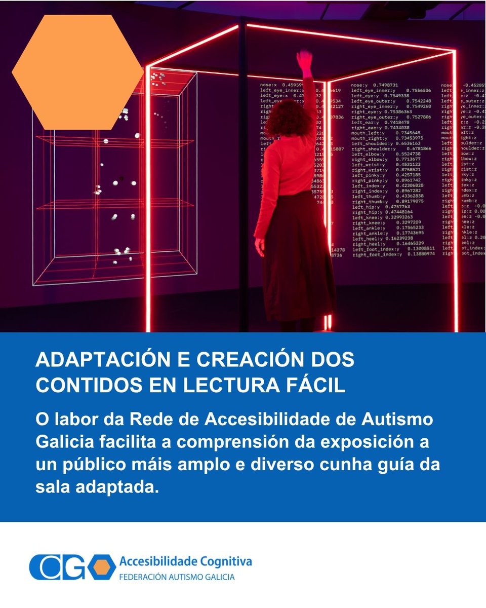 AutismoGalicia's tweet photo. 🧠 Autismo Galicia coordinou a adaptación dos textos da mostra a lectura fácil e o proceso de validación con persoas con discapacidade cognitiva dentro da súa Rede de Accesibilidade, favorecendo que máis persoas poidan comprender e desfrutar da proposta expositiva 🆒 https://t.co/smvzSYLbDU
