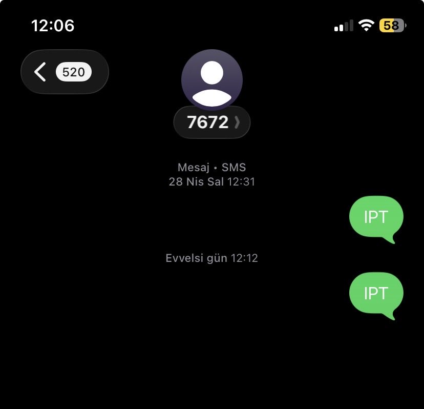 dedanur's tweet photo. Sayın @TTDestek IPT yazıp 7672’ye göndermeme rağmen neden HERGÜN arayanıbil reklam mesajı alıyorum?????? 2 defa gönderdim üstelik!! Hani nerde değişiklik????!!! https://t.co/2fwc6bohch
