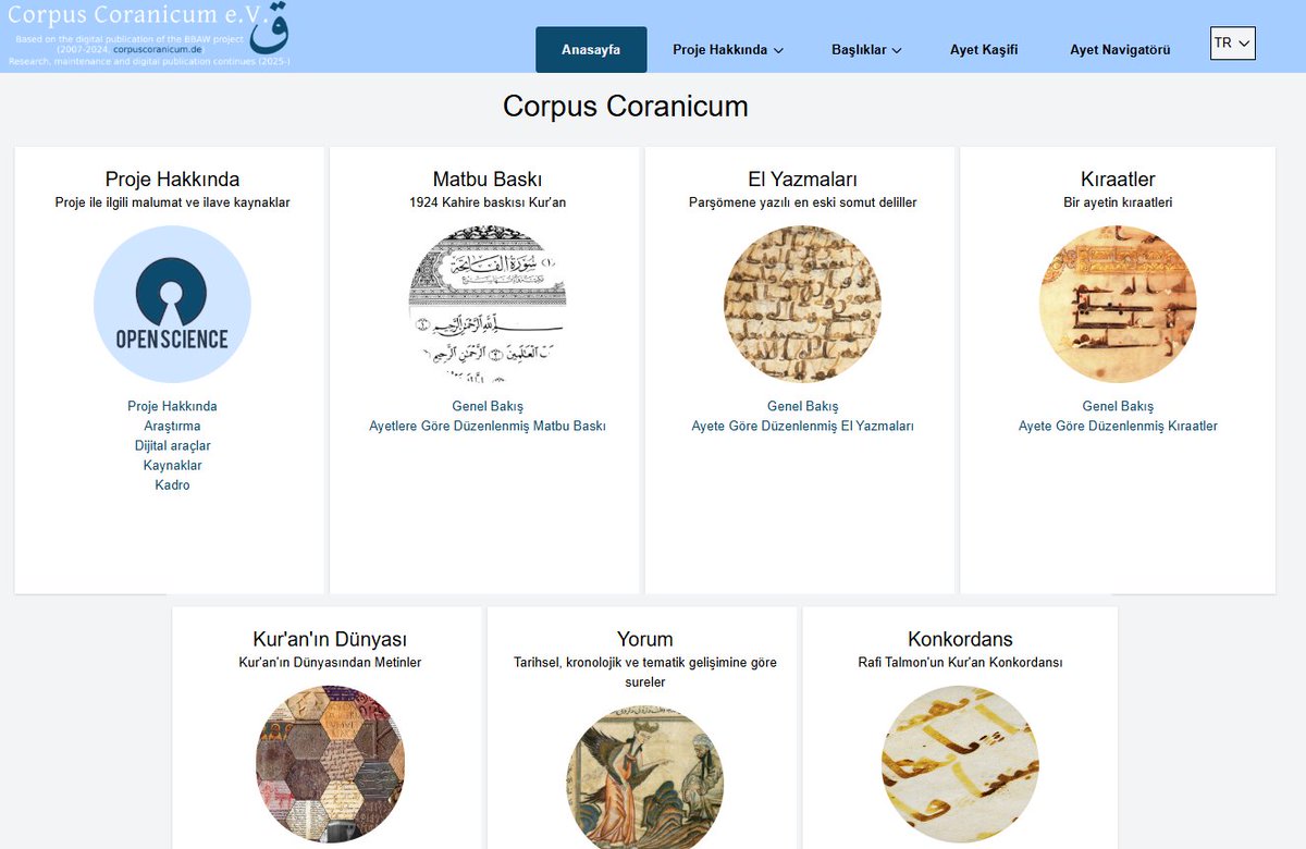 EnesFurkan_Onur's tweet photo. Corpus Coranicum Projesi’nin dijital arayüzü ve mukaddime metinlerini Türkçe’ye çevirdiğim çalışma tamamlandı. Çeviriler, Proje’nin yeni modül (Ayet Kaşifi) ve maddelerle yayına devam eden resmi dijital neşriyatında erişime açıldı. 
-> https://t.co/3gCZEWPXiu
@CorpusCoranicum https://t.co/8dNLGCzUrr