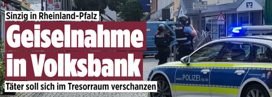 ICHbinICH49636's tweet photo. Sinzig (Rheinland-Pfalz) –  In einer Volksbank in der Innenstadt kommt es aktuell  zu einer Geiselnahme‼️
Spezialkräfte der Polizei sind auf dem Weg in die Innenstadt. Inzwischen sollen sich Geiselnehmer und der Mitarbeiter im Tresorraum der Bank befinden.
https://t.co/ZeC5dsQhYA https://t.co/zENvjl66wa
