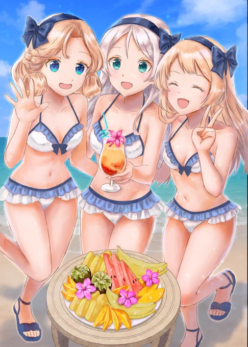 今週もお疲れさまでした! 水着姿のJ級駆逐艦たちと乾杯! #艦これ