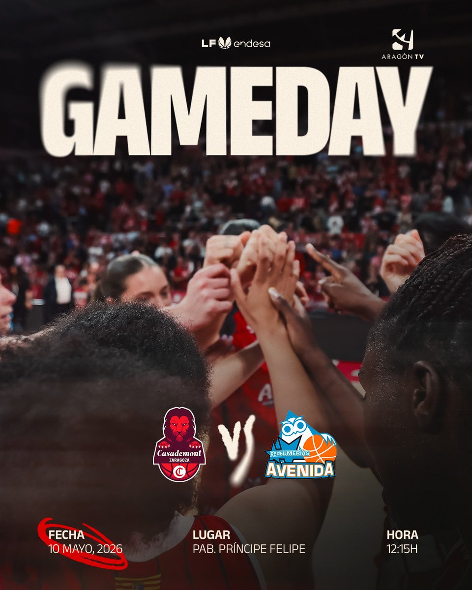 𝐉𝐔𝐍𝐓𝐎𝐒 a por la final ❤️

🏆 Vuelta semifinales #LFEndesa 
⏰ 12.15h
🆚 <a href="/CBAvenida/">Perfumerías Avenida</a> 
📍 Pabellón Príncipe Felipe
🎟️ bit.ly/SEMIPERFUAVENI…