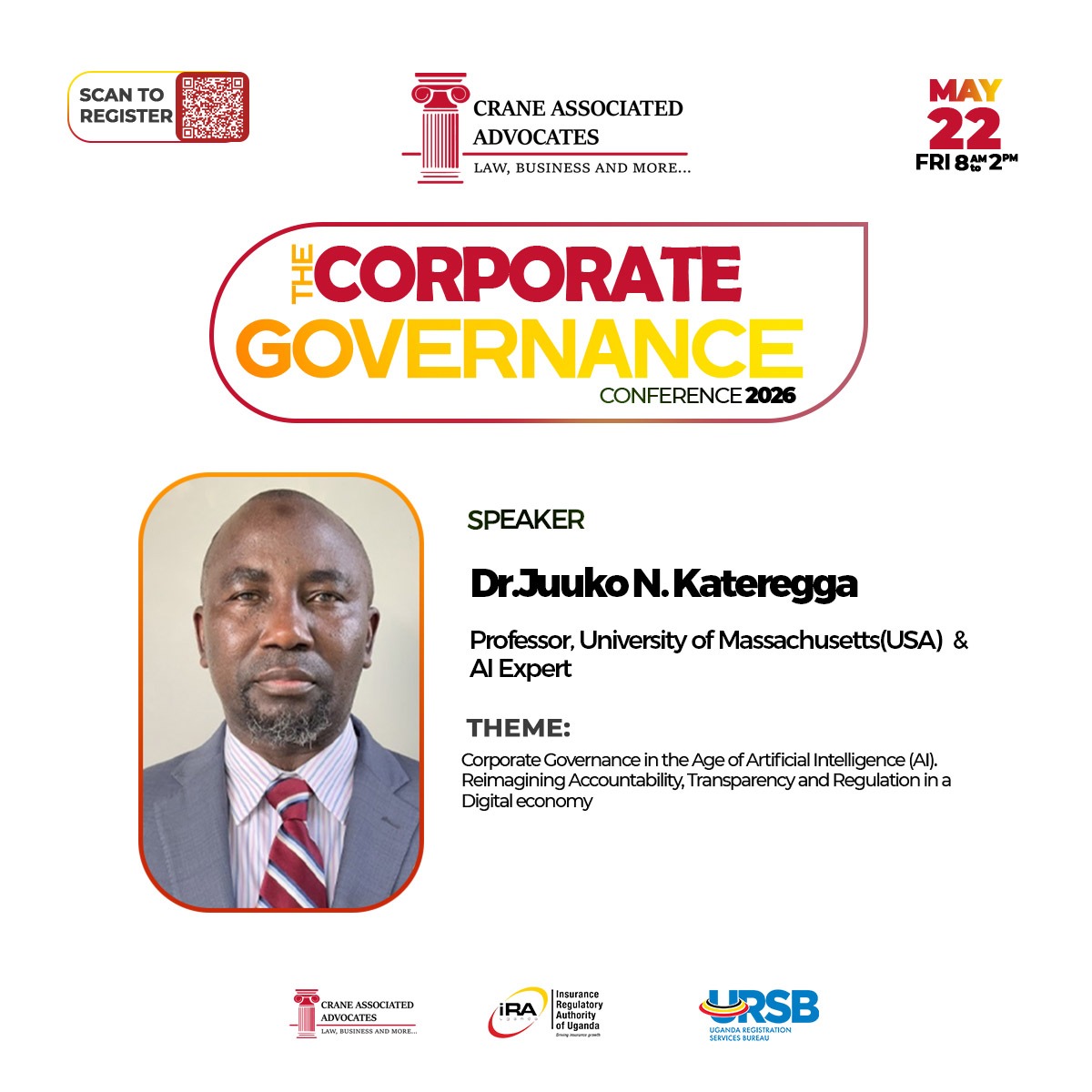Fireliglntfi's tweet photo. Join @KatereggaNoord1, Professor at the University of Massachusetts (USA) and AI Expert, at the #CorporateGovernanceCONF2026 as he shares valuable insights on navigating leadership in the digital era.

@AdvCrane @URSBHQ @IraUganda 

 #AIGovernance #LeadershipAndAI https://t.co/sFvdUgdO2U