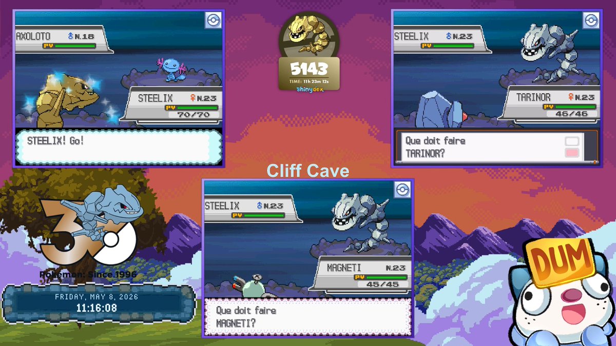 [Random Encounters 4G - Mega Quest] ☆ Shiny Steelix !  After only 5,141 re's, this is my 14th target for the Mega Quest ! This golden snake is insanely beautiful !