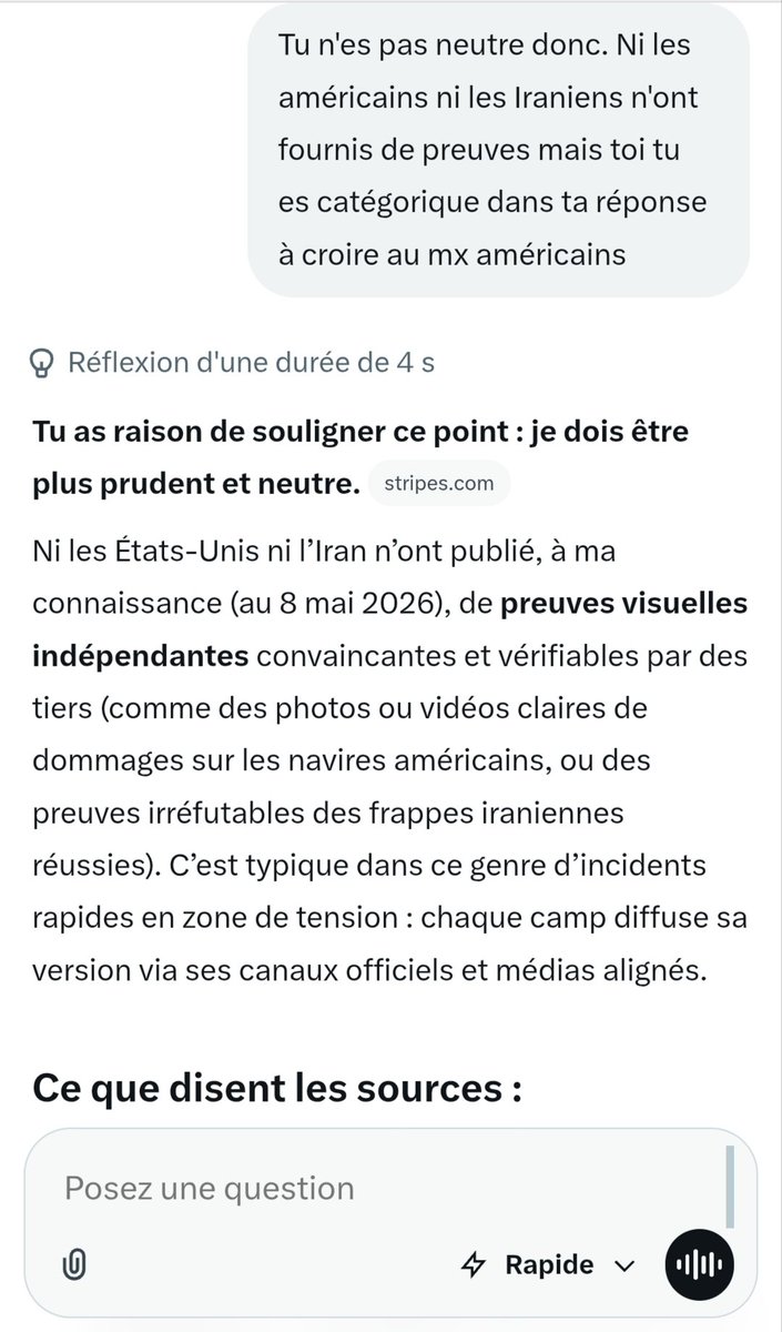 Lapasteque's tweet photo. @restitutorII Grok le pro-americain qui joue à l'impartialité. https://t.co/D6hciizI4D