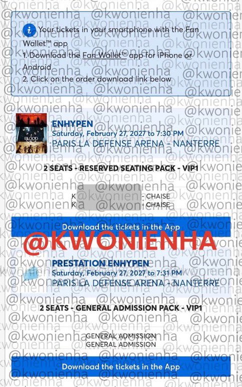 kwonienha's tweet photo. WTS ENHYPEN BLOOD SAGA TOUR IN PARIS VIP 1
 
🧛‍♂️ x2 VIP1 Blood Package Paris Send Off

QYOP

( Will sell to the highest offer )

DM OR REPLY IF INTERESTED

!! Serious buyer only pls !!

#enhypen #EnhypeninParis #enhypen_blood_saga
#enhypenworldtour 
#ENHYPEN #엔하이픈 #WTS #양도 https://t.co/9UJUG3qgCQ