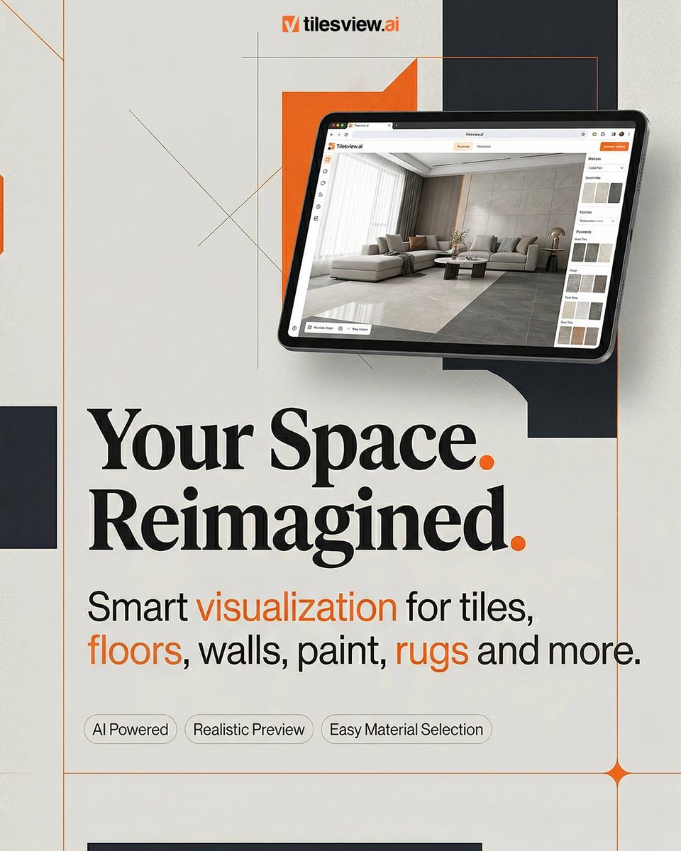 TilesVisualizer's tweet photo. Visualize before you finalize.

Preview tiles, flooring, walls, paint &amp; more in your real space with AI-powered visualization.

#TileVisualizer #InteriorDesignTechnology #RoomVisualization https://t.co/Fm5xVqY0YV