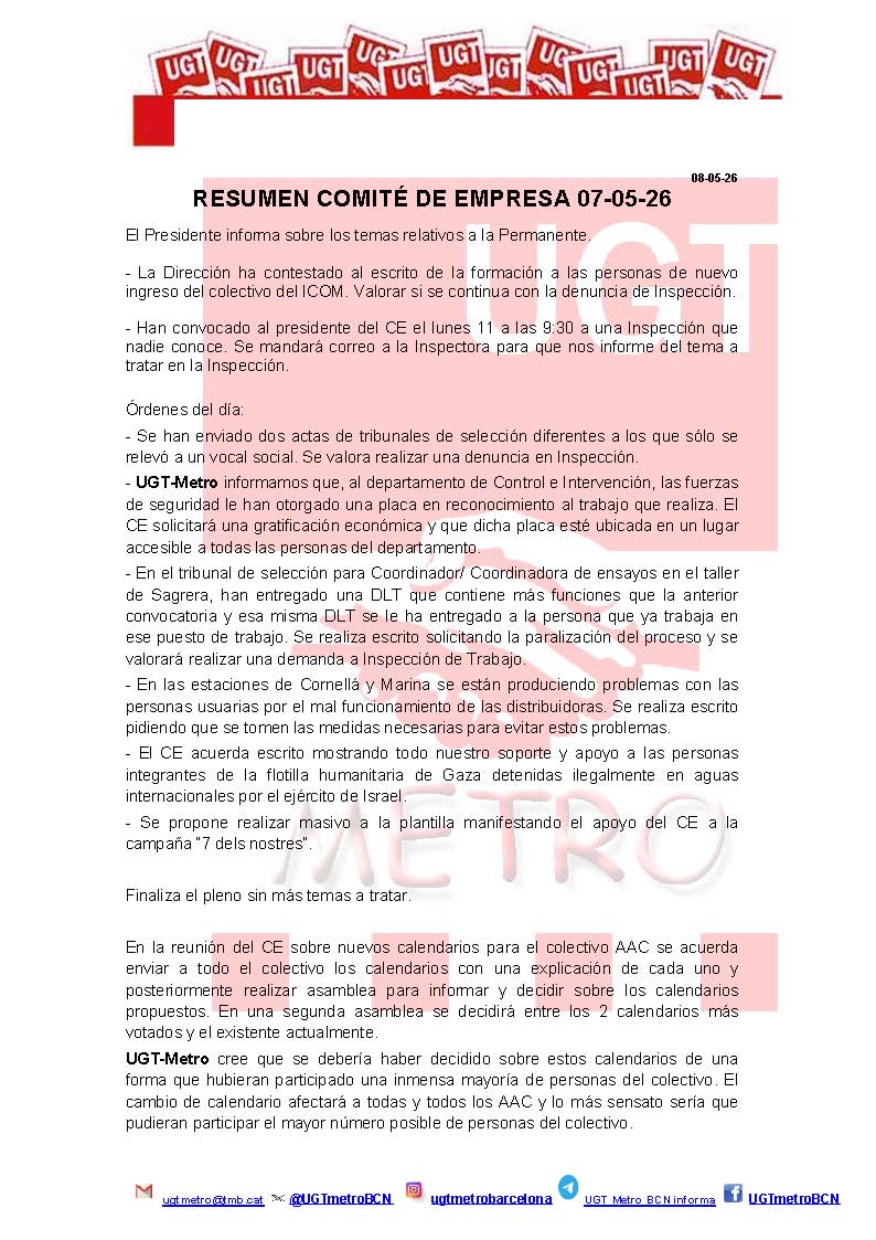 UGT Metro Barcelona tweet media