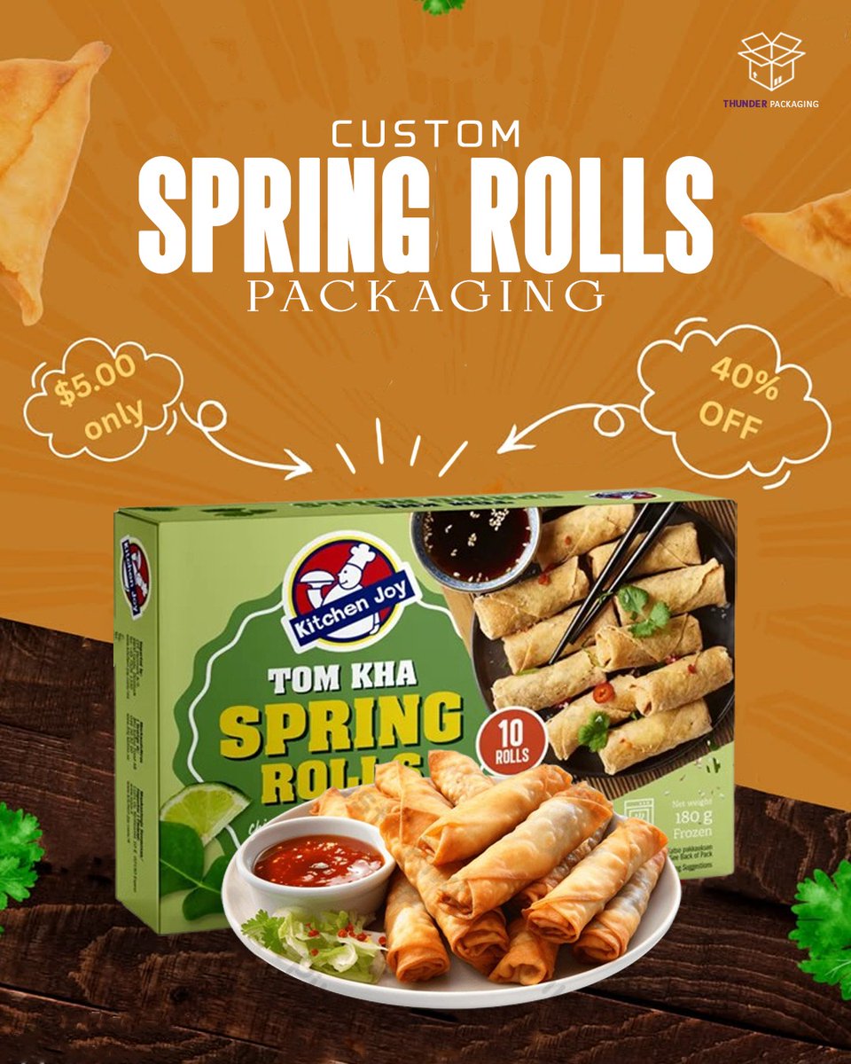 thunderpackging's tweet photo. Crispy spring rolls deserve packaging that grabs attention. 🥢📦
Custom spring rolls packaging boxes with premium printing, food-grade materials, and wholesale options for food brands.#SpringRollPackaging #FoodPackaging #CustomBoxes #FrozenFoodPackaging #PackagingDesign https://t.co/rJ4eqjcrKo