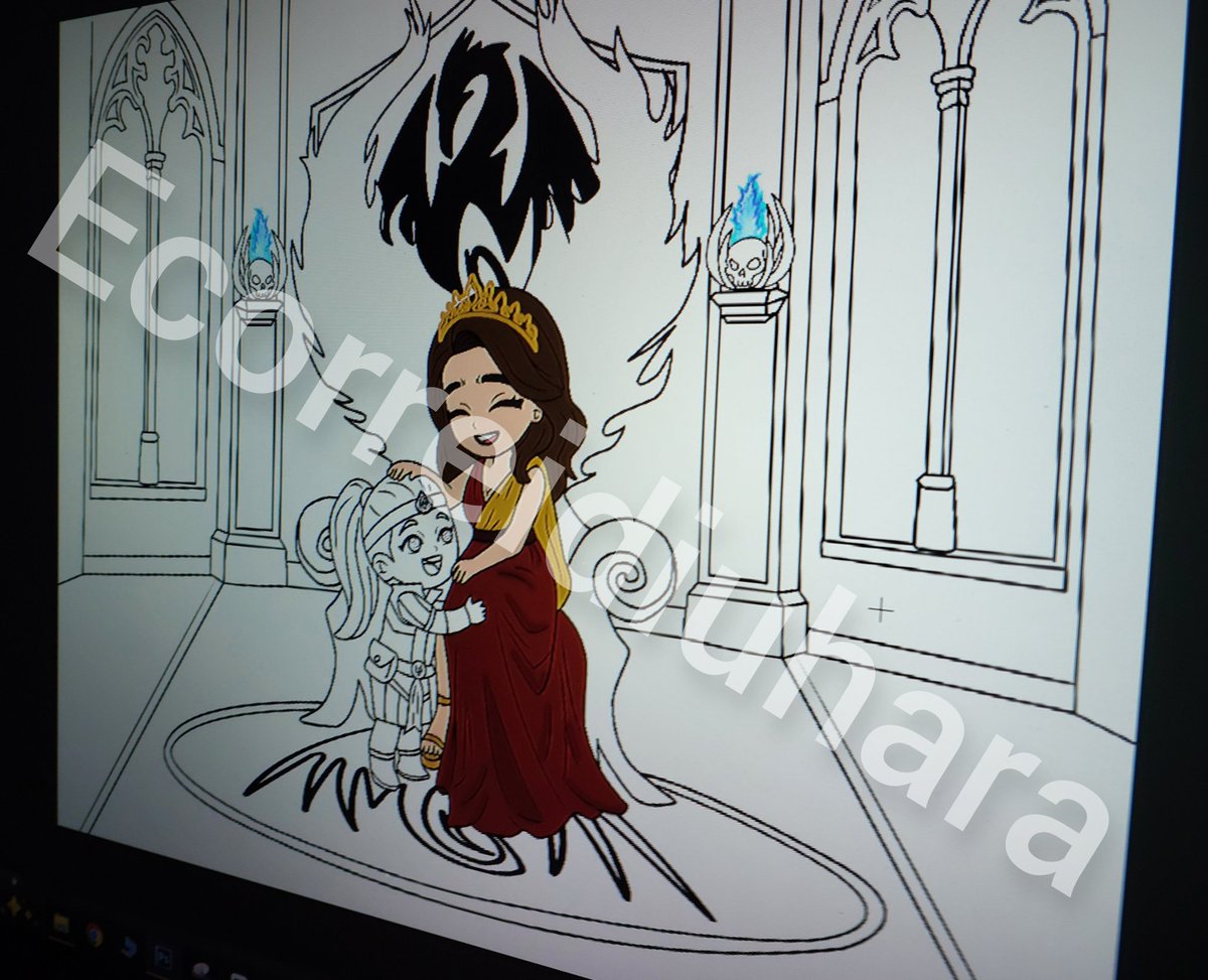 ecorreidiuhara's tweet photo. I knew this specific scene looked really familiar!!!! It was how I envisioned and drew both of them in front of the Hathorian throne when Mira was still alive and Flamarra was still a toddler!!! 😭❤️🔥

Ps. di ko pa tapos kulayan yan 🤭

#SanggreIvoLiveEncantadia https://t.co/XBSGQfmMxK