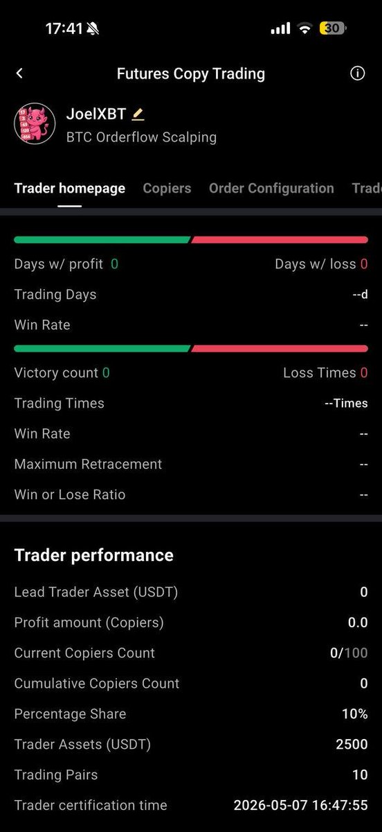 joel_sabugal's tweet photo. 2.5K → 10K challenge starts now 🚀

For everyone that missed the last run:
we hit 100% in 1 month.
Now the goal is 3x 📈

Got you a big deposit bonus + VIP fees level 3
https://t.co/f3PV6F8Wuq

How to join:
Register with the link and deposit
Search “joelxbt” on copytrading and follow me

Join the waiting group and send your UID to access VIP copytrading
https://t.co/pc99NTPrIw

Copy settings:
1.1 smart ratio