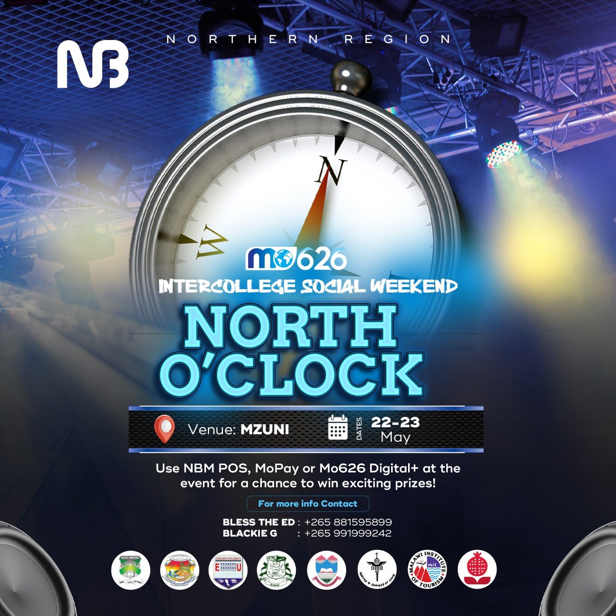 THE ULTIMATE COLLEGE WEEKEND IN MZUZU THE GREEN CITY 💚

Pin May 22 &amp; 23, the Mo626 Intercollege Social Weekend will take over the Northern Region.

Stand a chance to Win exciting prizes by using any NB digital payment channel at the venue

 #IntercollegeSocials
#BankOfTheNation