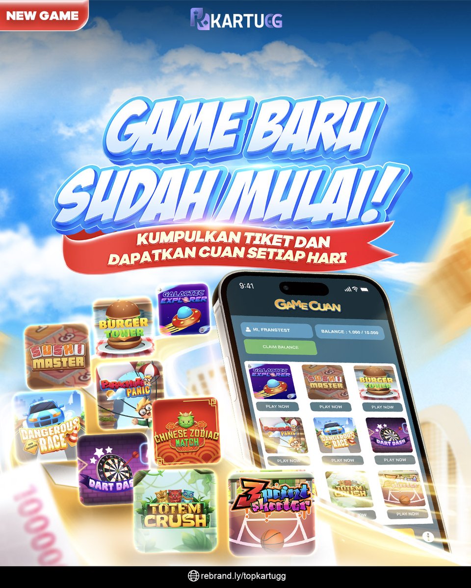 theyounghero's tweet photo. Mau chips tambahan? Mainkan GAMECUAN di KartuGG! 💸

✅ 5 TIKET GRATIS tiap hari buat member aktif! 
✅ Tambahan tiket dari TO, Win, atau Lose.
✅ Tukar score jadi chips (Min. 60k).

⏰ Buruan, tiket hangus tiap jam 17:00 WIB.
🌐 https://t.co/sjvch71MXC

#KartuGG #GAMECUAN https://t.co/RL7viVOohz