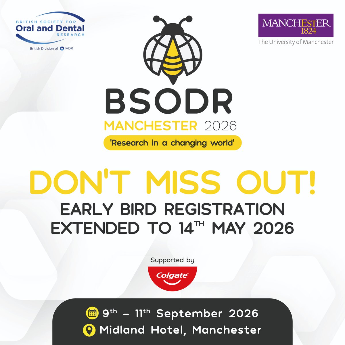 BSODR_UK's tweet photo. ⚠️ �� Early bird registration and abstract submission deadline is now 14th May! – book now to secure discounted rates

For more information please follow the link: https://t.co/pLNpdF4M3h https://t.co/GVm817qJUv