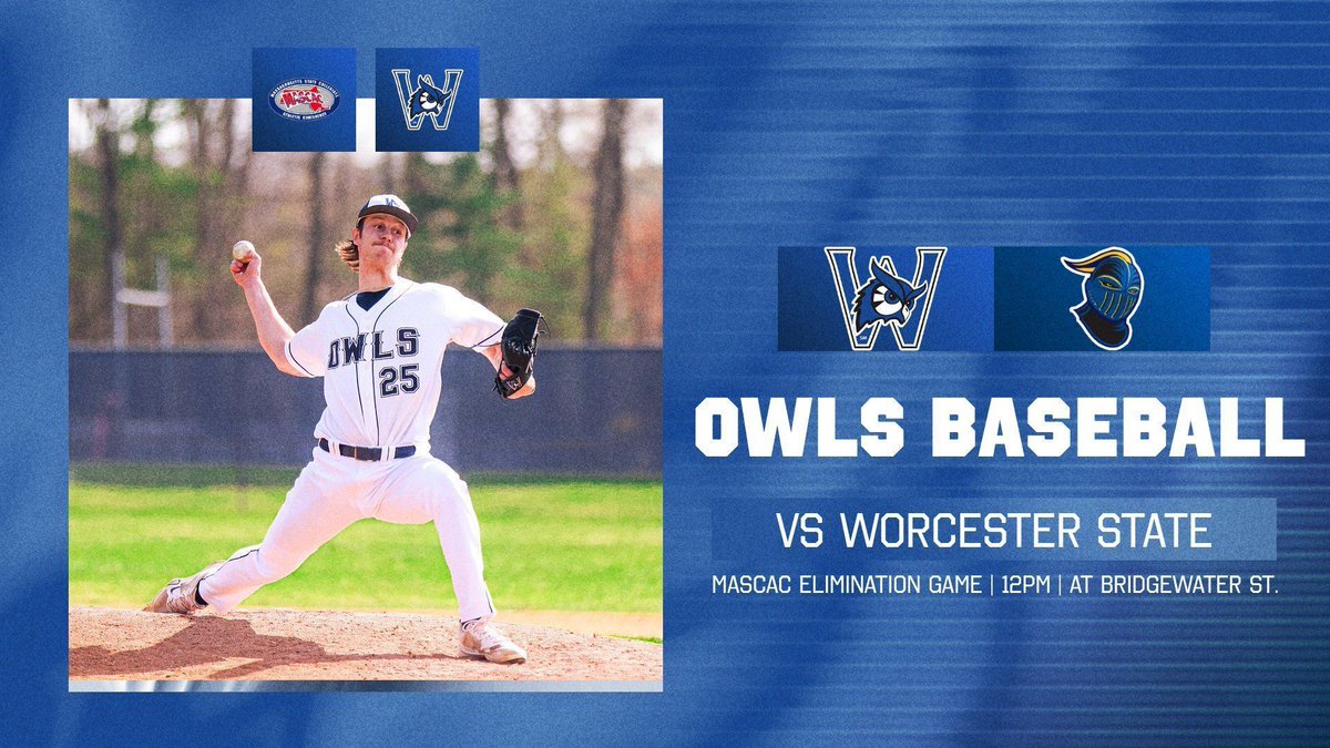 WestfieldOwls's tweet photo. Owls baseball heads back to Bridgewater as Westfield takes on Worcester State in a MASCAC Tournament elimination game at 12:00pm! Video and live stats can be found at https://t.co/tP4Up5h7Ha #LetsGoOwls https://t.co/I0m1tBKLkC