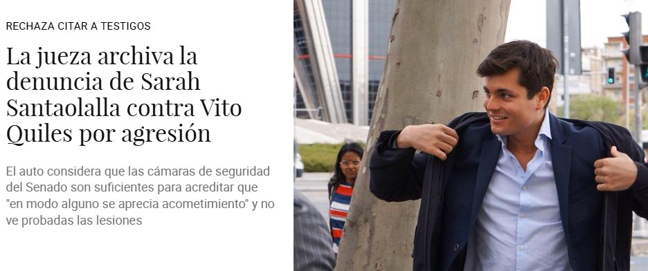 Resulta que las imágenes de las cámaras de seguridad del Senado acreditan que no existió agresión alguna. Al igual que el informe médico negó ya que se hubiera producido agresión alguna.

En resumen, Santaolalla, la luchadora contra el fango y la desinformación, mintió. Y no