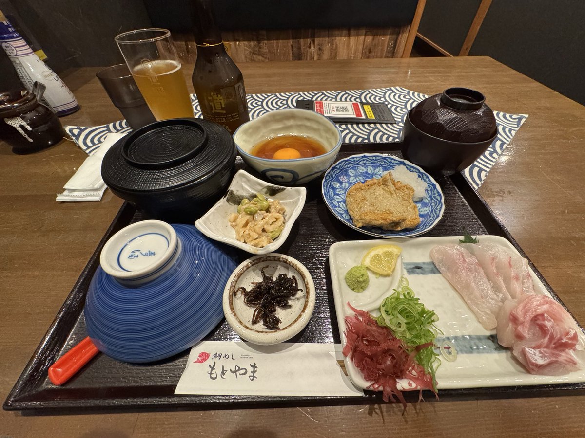 鯛めしじゃこ天セット＋道後ビール
合計¥4,026