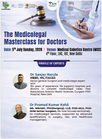 CLUE_Courses's tweet photo. Introducing — The Medicolegal Masterclass for Doctors!A one-day, intensive workshop designed to equip doctors, residents &amp; hospital administrators with the tools to navigate today's complex medicolegal landscape.📷 Date: Sunday, 5th July 2026 https://t.co/Kb5dgTiszm
