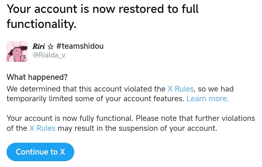 RialdaV's tweet photo. Got my account back 🥹🥹 https://t.co/MyvcFRLGLC